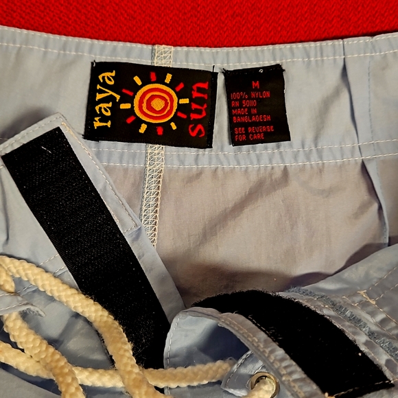 RAYA SUN Medium pull open drawstring tropical flower UNISEX blue and white EUC - Picture 4 of 7